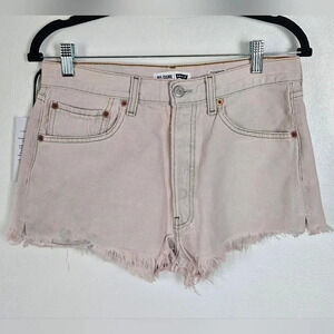 RE/DONE‎ Levi's High Rise Distressed Denim Shorts Pink Size 26 NWT